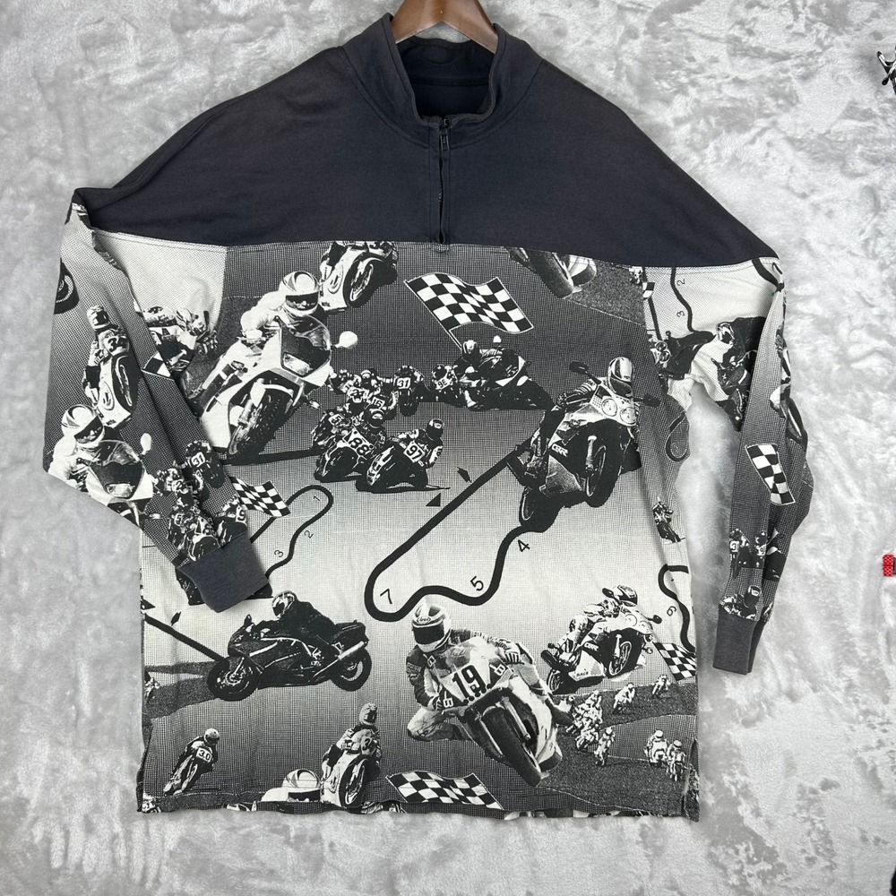 Vintage Motorcycle motocross Racing Graphic Pullover‎ Long Sleeve Mens Size XL